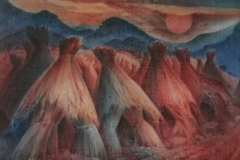 15 Getreidefeld im Abendrot Aquarell
