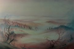 44 Herbstwald im Ederbergland Aquarell 1971